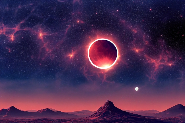 唯美紫色星空血月图片