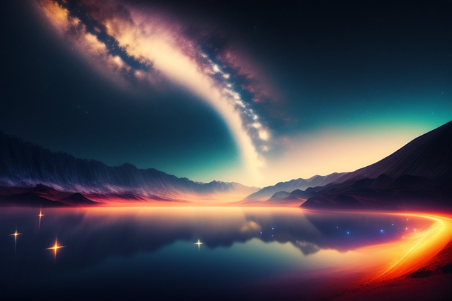 夜晚唯美山水星空摄影图片
