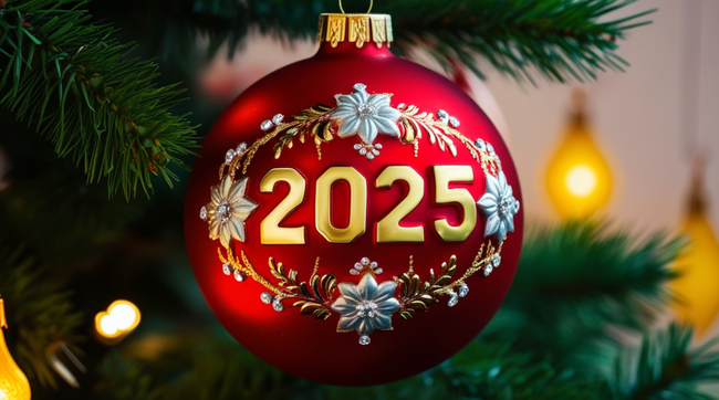2025数字圣诞彩球摄影图片