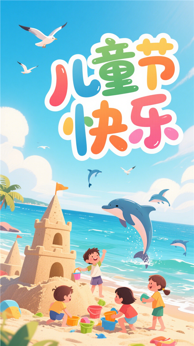 儿童节快乐插画风格海报图片