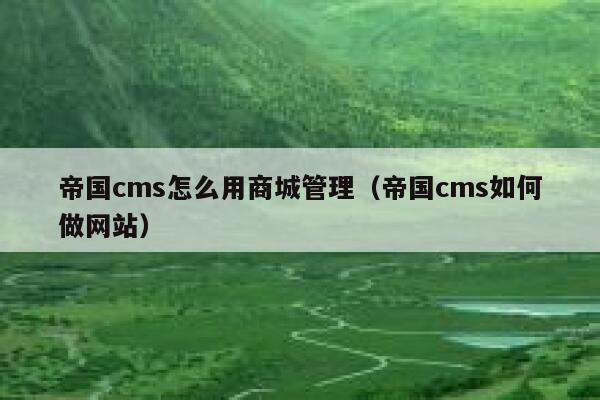 帝国CMS怎么用商城管理，帝国CMS如何做网站