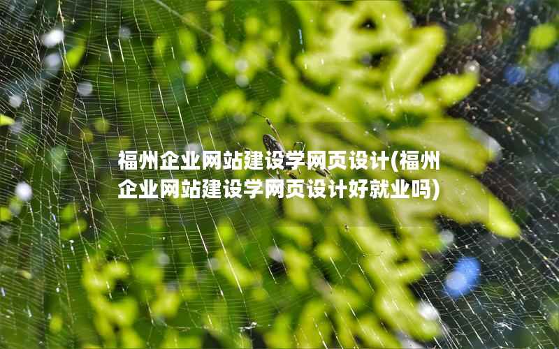 福州企业网站建设学网页设计，福州企业网站建设学网页设计好就业吗