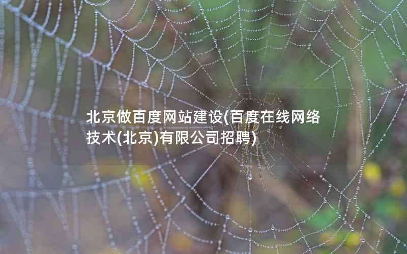 北京做百度网站建设，百度在线网络技术(北京有限公司招聘)